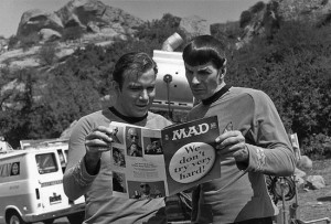 Captain Kirk and Mr. Spock read Mad magazine