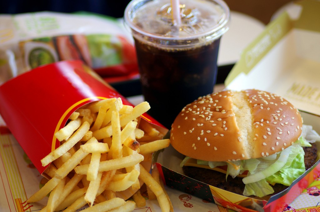 fast food burger and fries